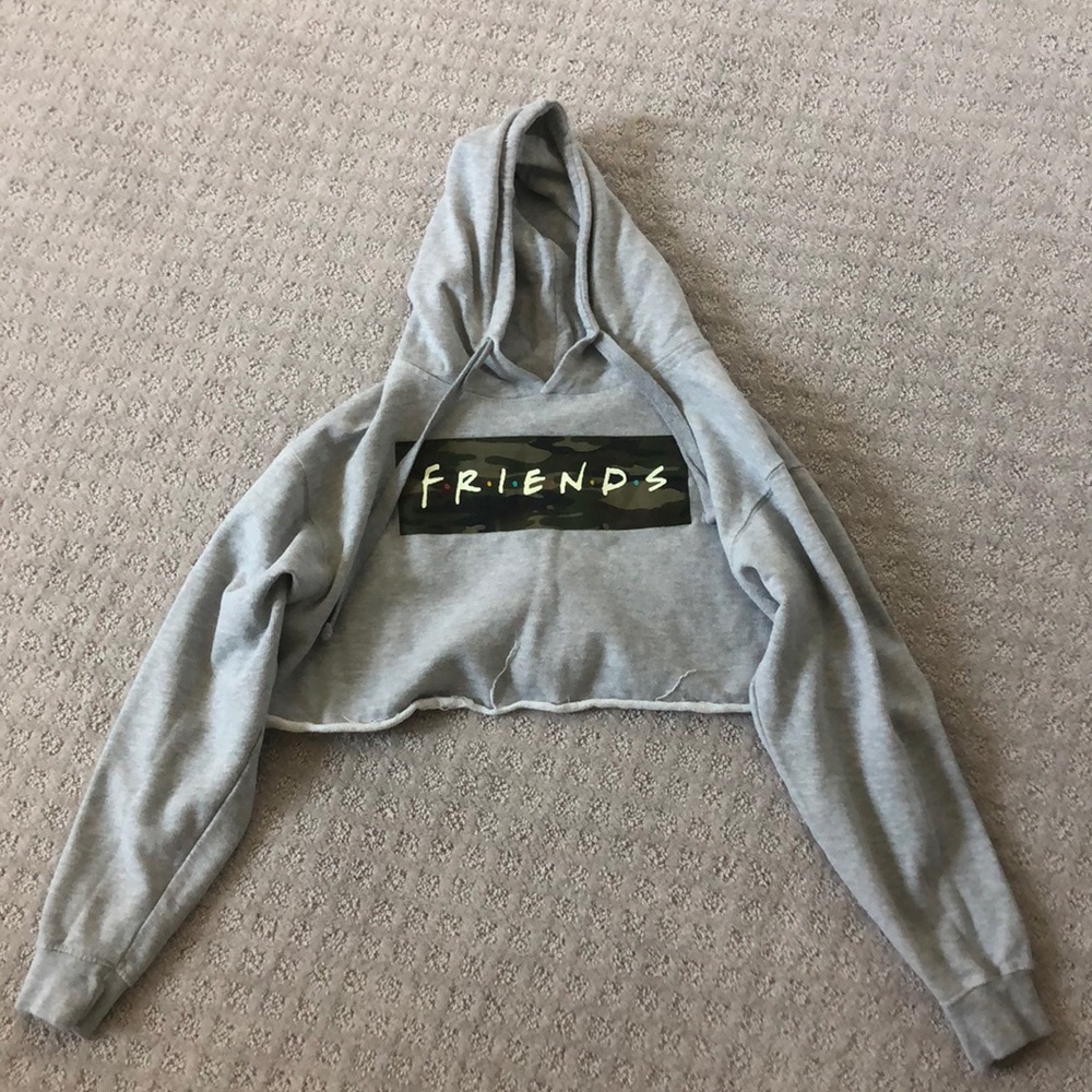 “Friends” Cropped Grey Hoodie